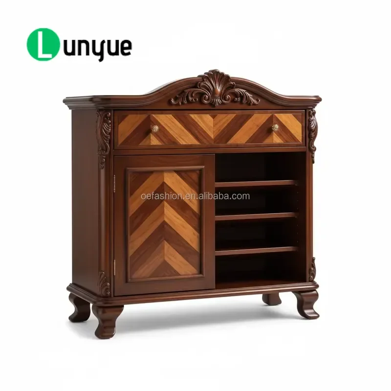 Victorian Style Mahogany Veneer Wardrobe with Herringbone Inlay Classic Bedroom Storage Cabinet Elegant Furniture for Home