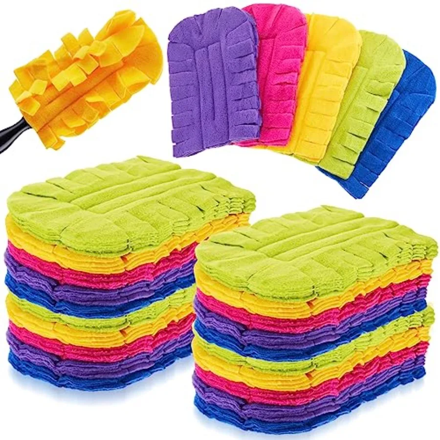 

40 Pcs Reusable Fleece Duster Refills for Multi-Surface Cleaning Tools with Feather Flat Design Washable Dusting Pads Ideal for
