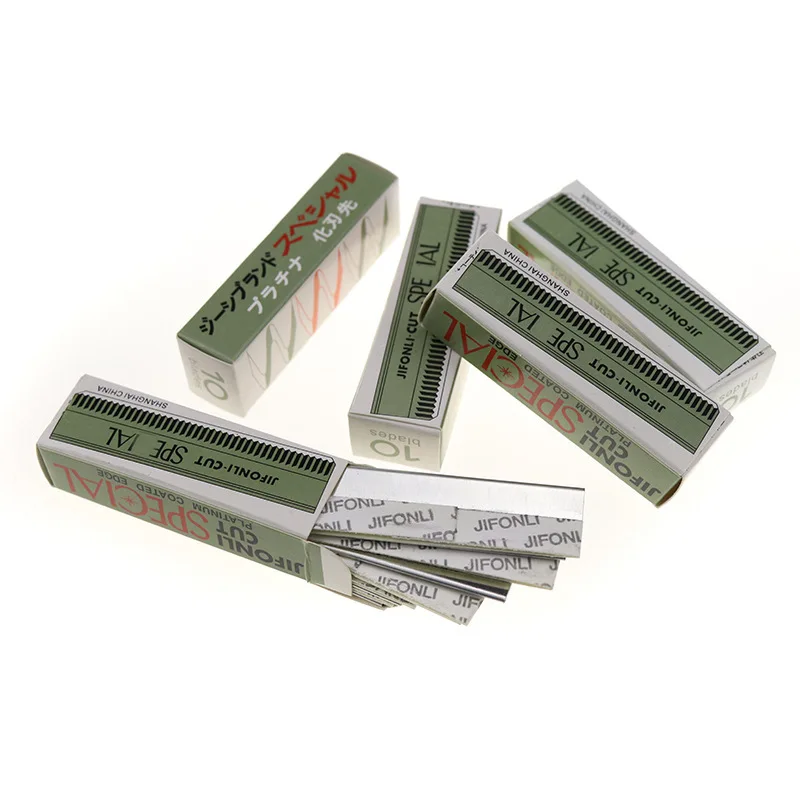 Kit de lâminas de barbear para sobrancelha, 10 peças, aparador profissional de dupla face em aço inoxidável com estojo para barbeiro, maquiagem artística feminina