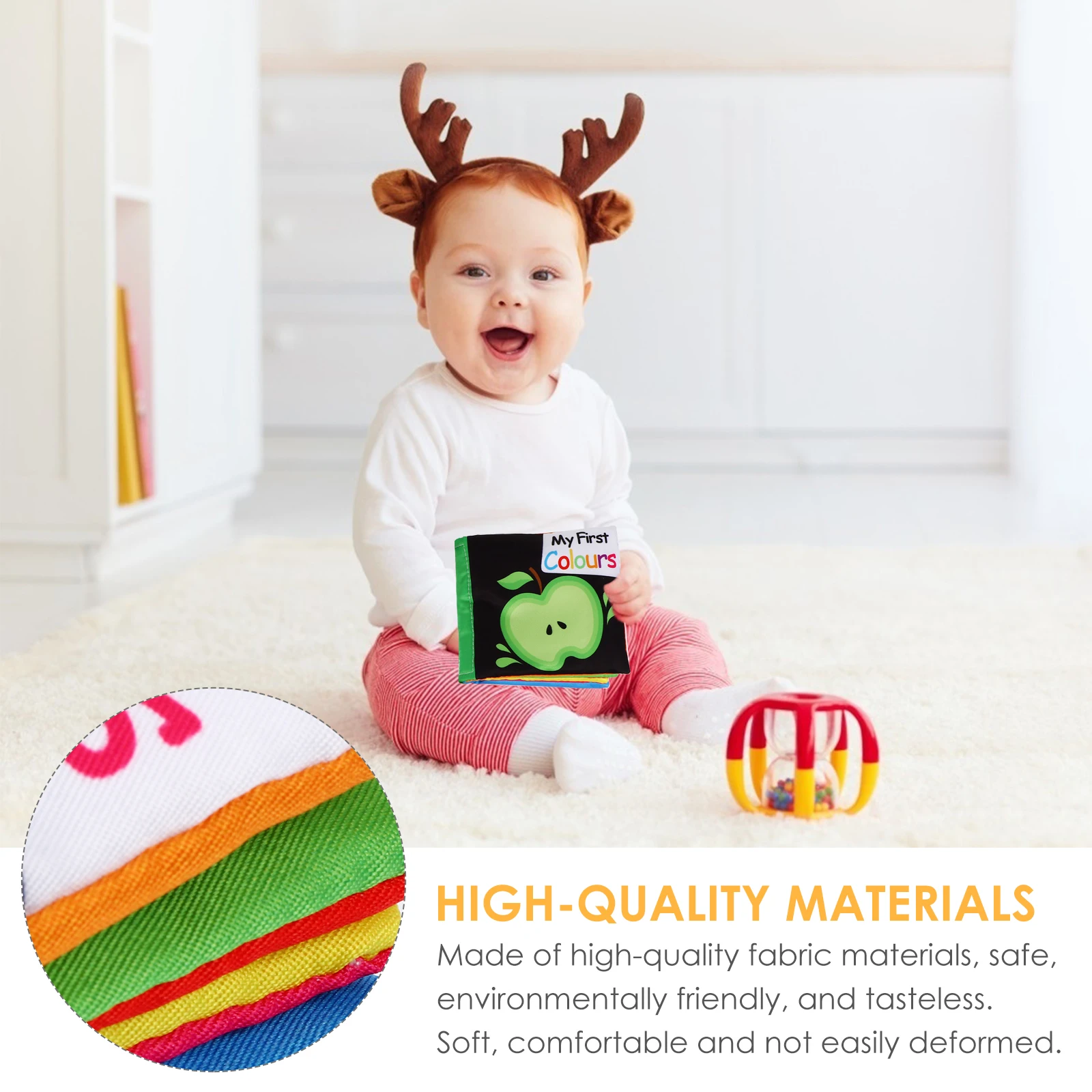 

Black White Cloth Baby First Book Newborn Projector Infant Learning Books Colorful Pattern Non Toxic No Fading Biting Tearing