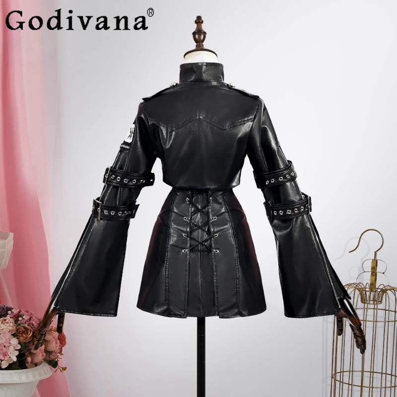 Pu Leather Suit Sexy Skirt Set Women Rhythm Connection Halloween Party Outfit‌ Female Play Role Uniform Anime Outfits
