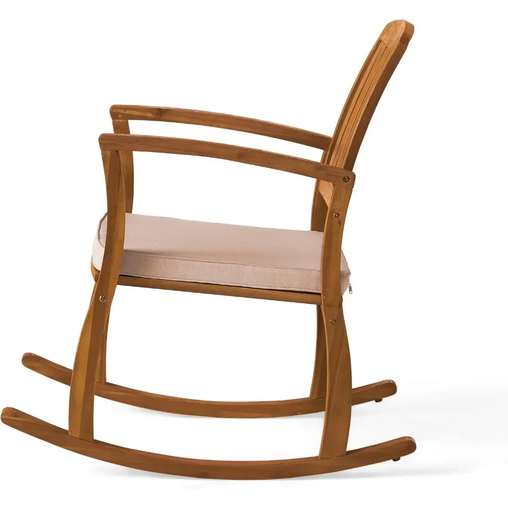 Selma-Acacia Rocking Chair com Almofada, Teca Finish