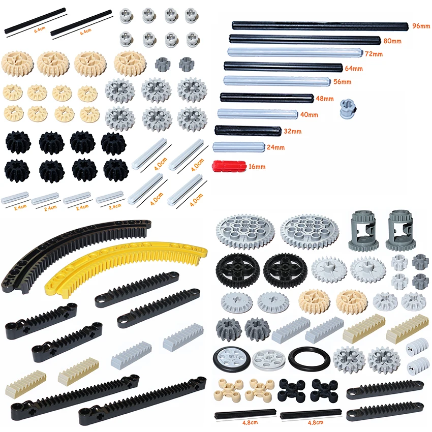 MOC Bricks Technical Accessories Bulk Multiple Sizes Gear Cross Axles Set Compatible All Brands Building Blocks Educational Toys