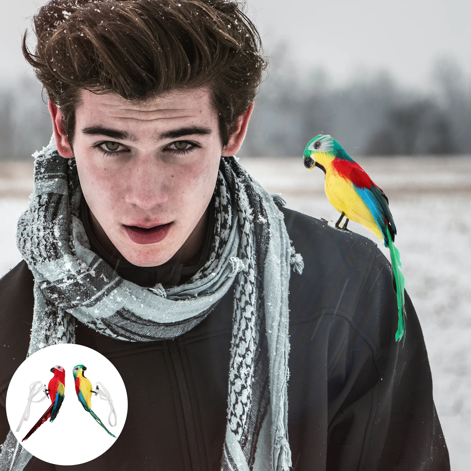 

2 шт., костюм пирата на плечо попугая, аксессуар, реалистичный шлейф, искусственное животное на плече, Хэллоуин, косплей, вечеринка, представление