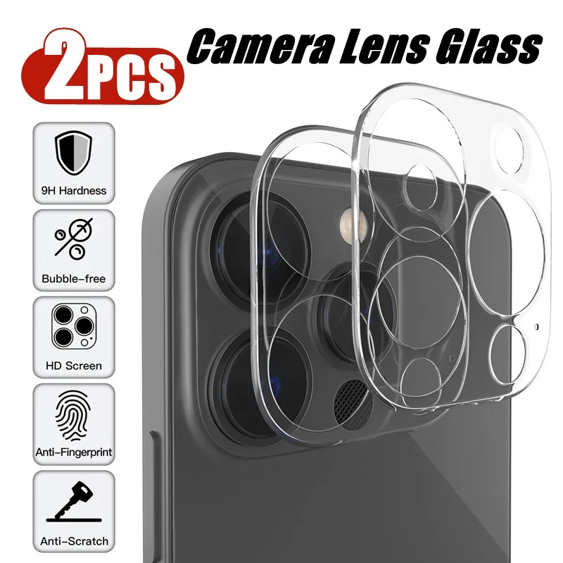 2Pcs Clear Camera Lens Protector for iPhone 16 15 14 13 12 11 Pro Max Plus Protective Glass for iPhone 11pro Max 16 Pro Max