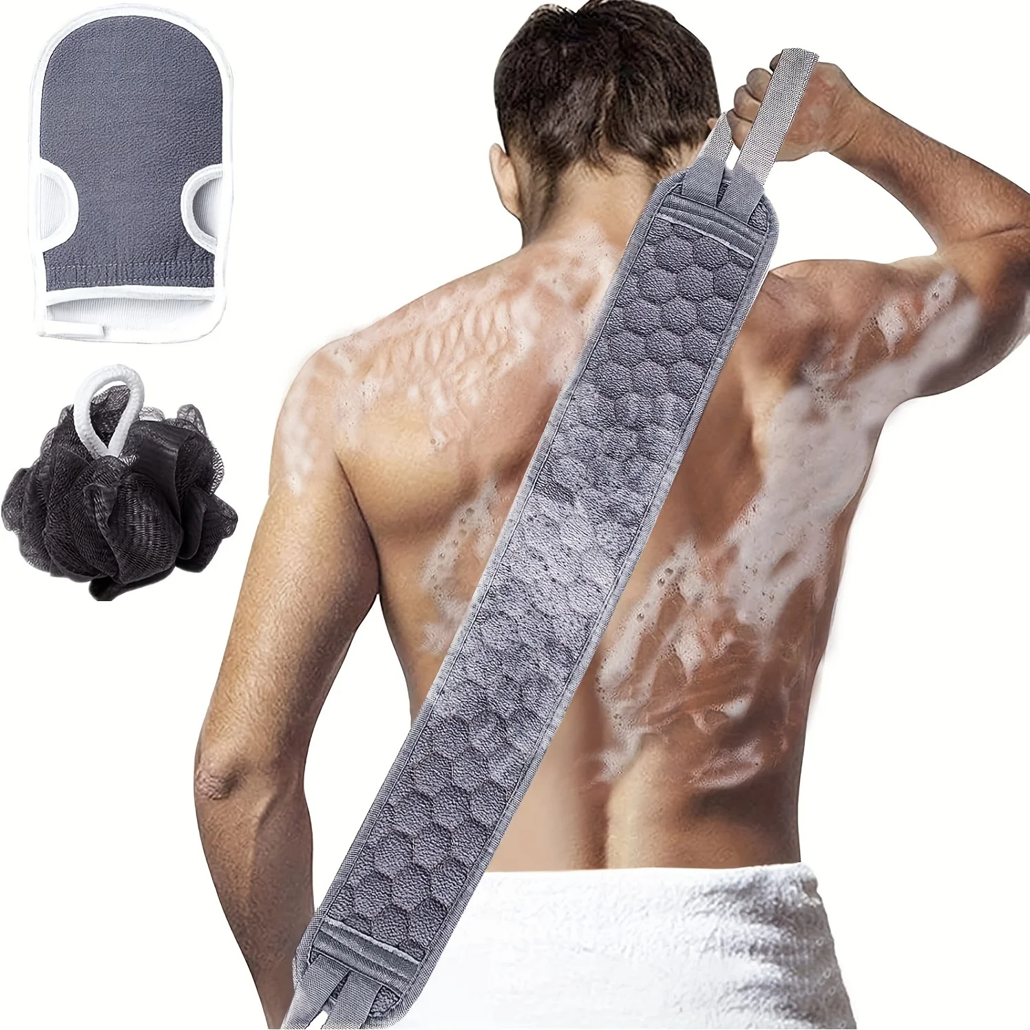 2026 Exfoliating Body Scrubber Set - Includes Back Scrubber, Bath Glove And Shower Bath Sponge Loofah - Deep Clean And Vitalize