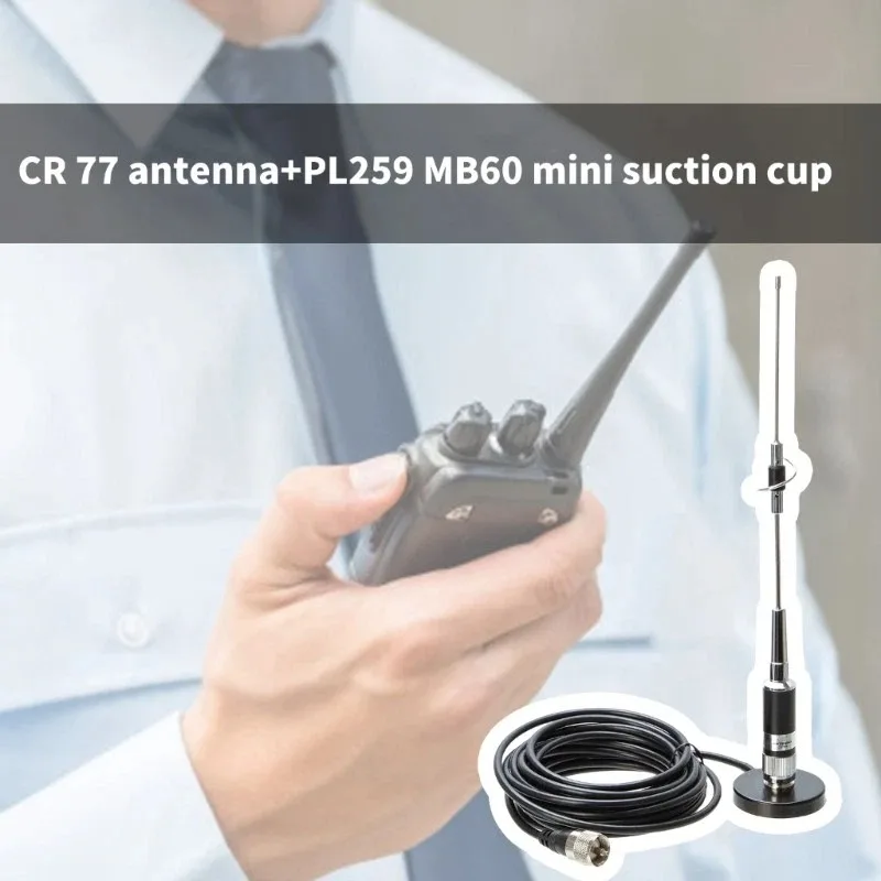 Antena szerokopasmowa CR-77 144/430MHz z kablem koncentrycznym MB60 PL259 5M UHF męski do samochodu, antena mobilna z MINI magnetyczną podstawą dla krótkofalowców. — zdjęcie produktu 4