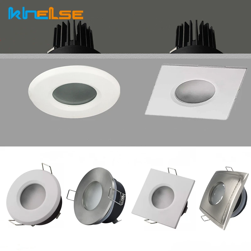 Wpuszczany wodoodporny zestaw oświetlenia sufitowego IP65 Łazienka Prysznic Downlight Rama montażowa GU10 MR16 Gniazda Podstawa uchwytu reflektora
