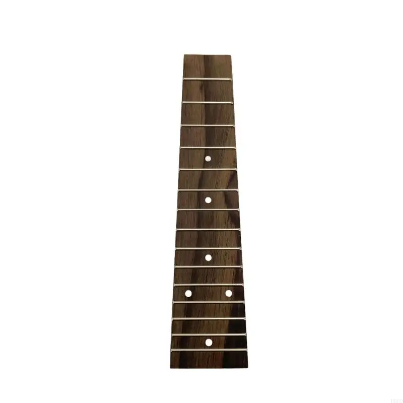 Natural Rosewood 21 Inch Ukulele Fretboard With Brass Frets And Position Markers 