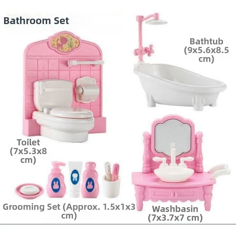 

1Set New 4 Styles Miniature Dollhouse Furniture Plastic Pink Kid Kitchen Bedroom Cooking Things Game Accessoies