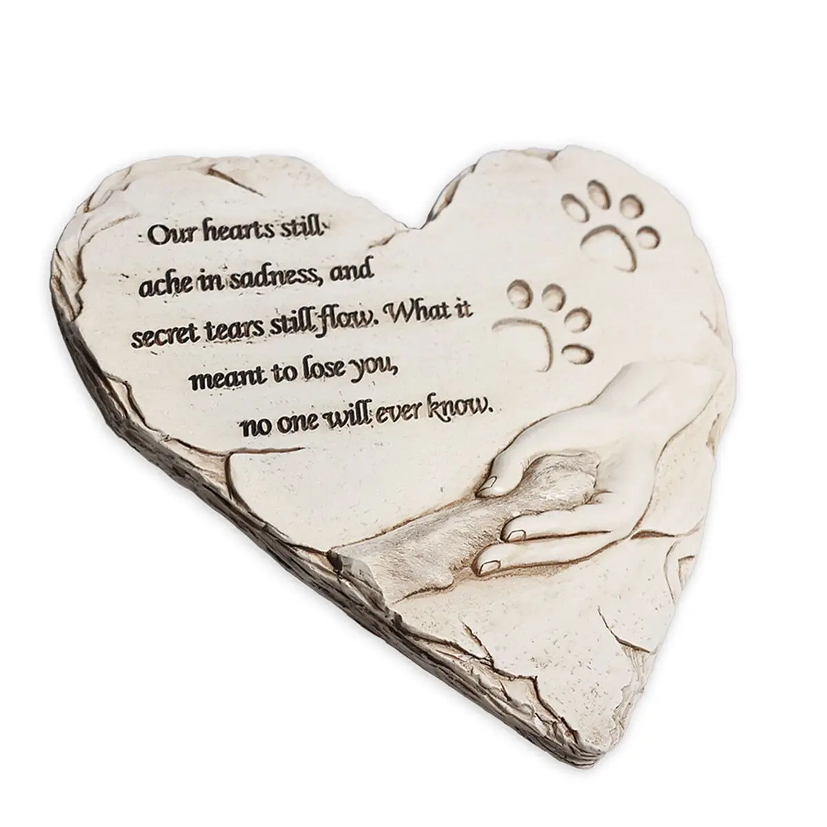 

Creative Heart-Shaped White Puppy Tombstone With Five Rows of Words Garden Decoration