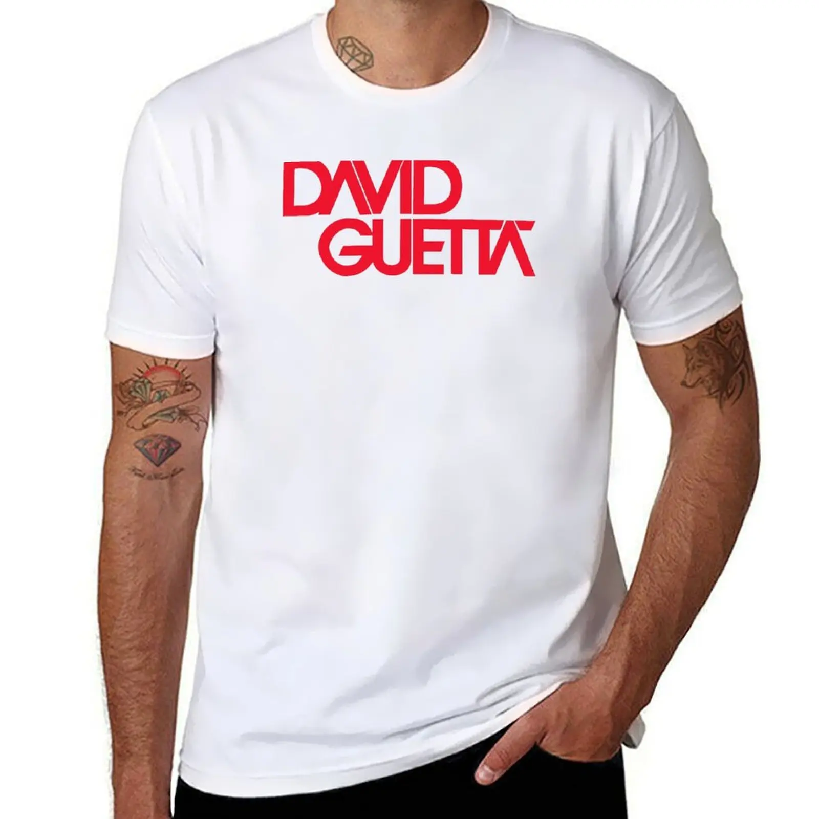

David Guetta crimson logo T-Shirt t shirt man plain anime t shirts oversize T-Shirt