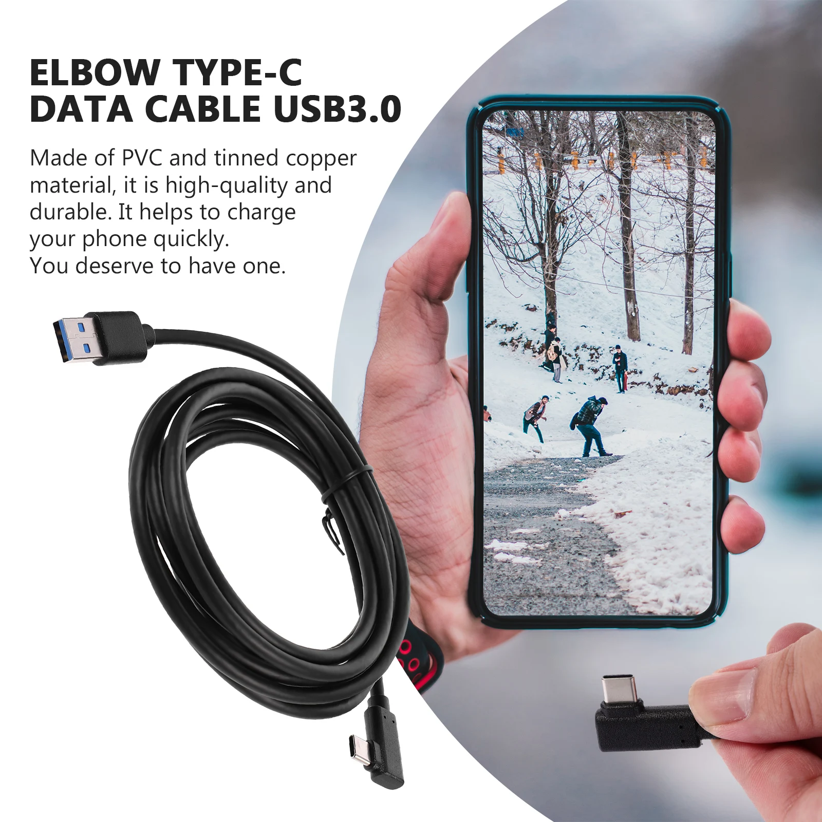 

1pc 4M Cable USB 3 1 Type C Durable Elbow for Fast Charging Gaming Computer Accessories Portable
