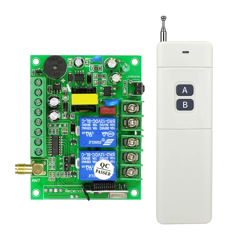 AC100-240V 433MHz 315MHz 2 Channels Industrial Motor Forward and Reverse Adjustable Working Mode Universal RF Remote Control