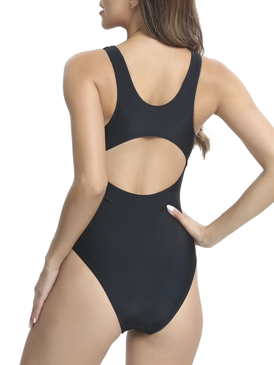 2026 Block Color One Piece Swimsuit Women Sporty Swimwear Female Bathers Bathing Swimming Swim Suit Beachwear