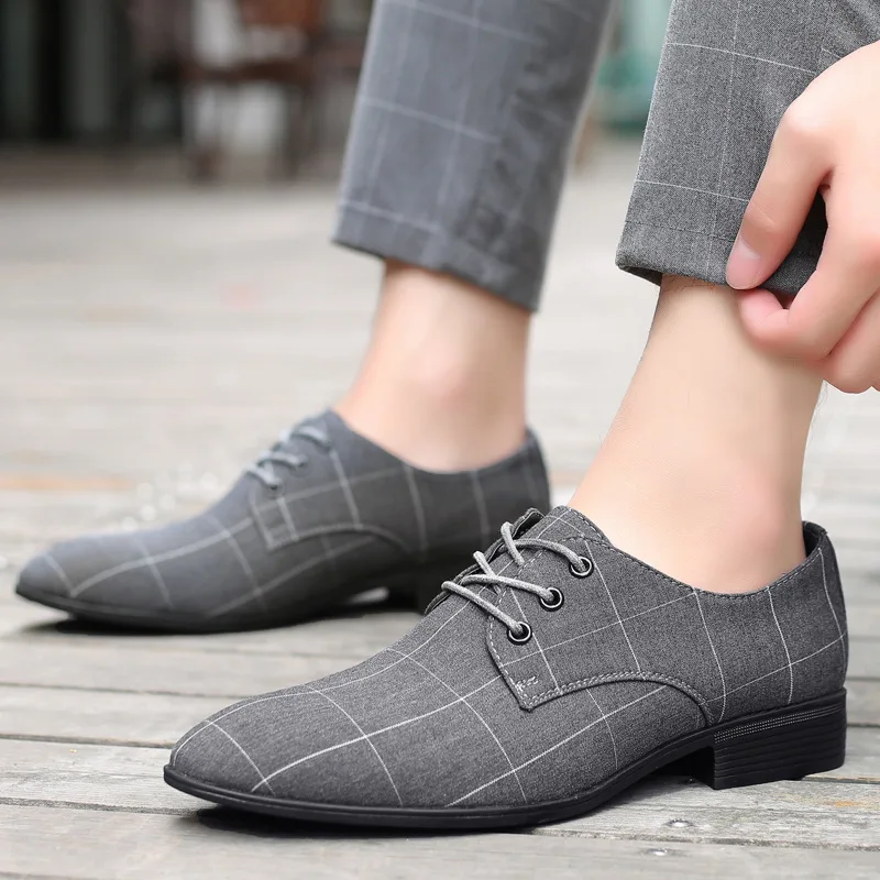 Office Men Formal Shoes New Cloth Shoes for Men Dress Shoes Slip on Pointed Toe Groom Wedding Shoe Fashion Male Party Oxfords