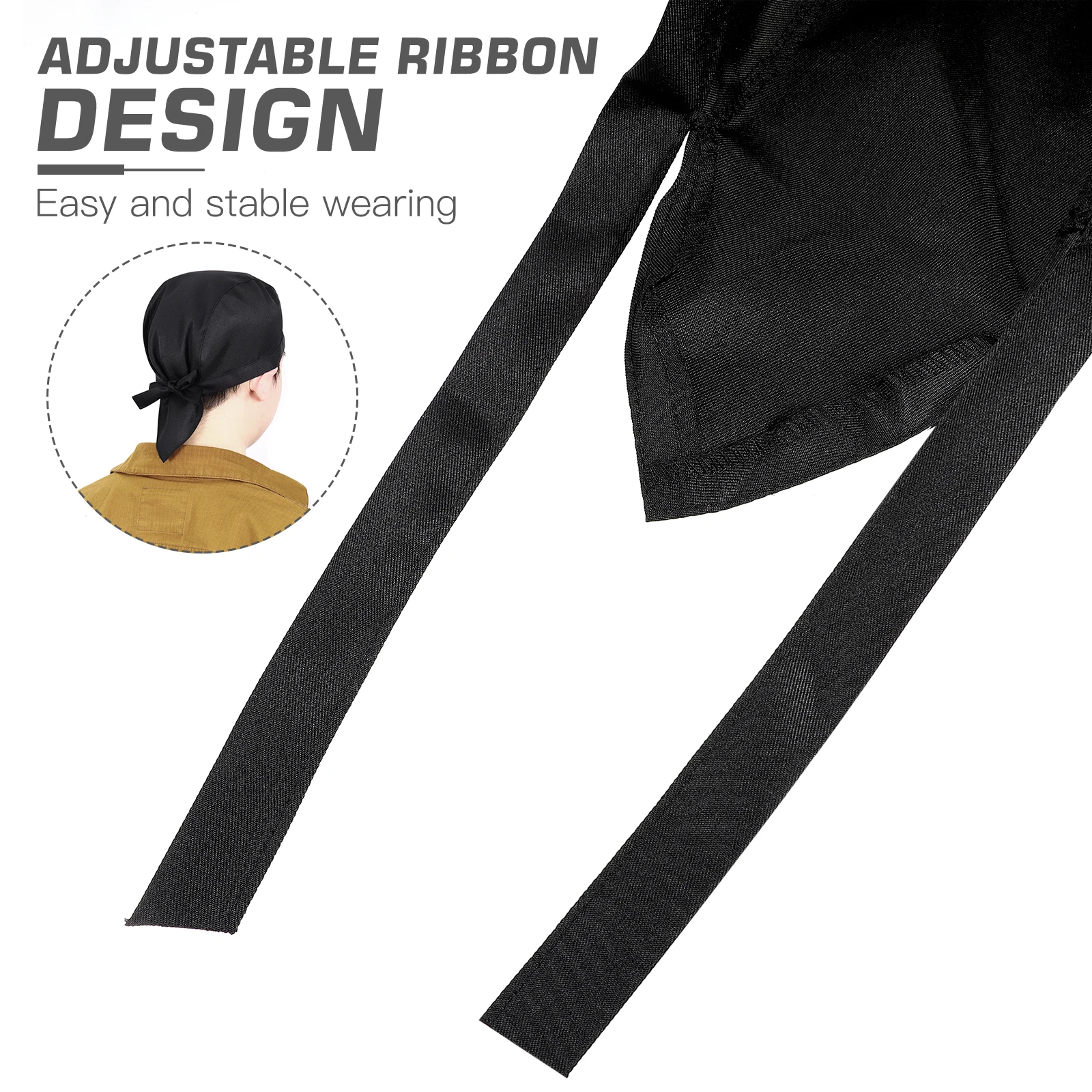 

Chef Hat for Men Women Professional Kitchen Restaurant Cook Wear Breathable Comfortable Bonnet Black Turban Cap Food Service