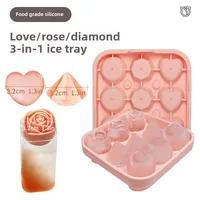 Rose Ice Hockey Mold Love Diamond Ice Box Ice Grid Ice Cube Mold Funnel Integrated 9 Continuous Ice Grid