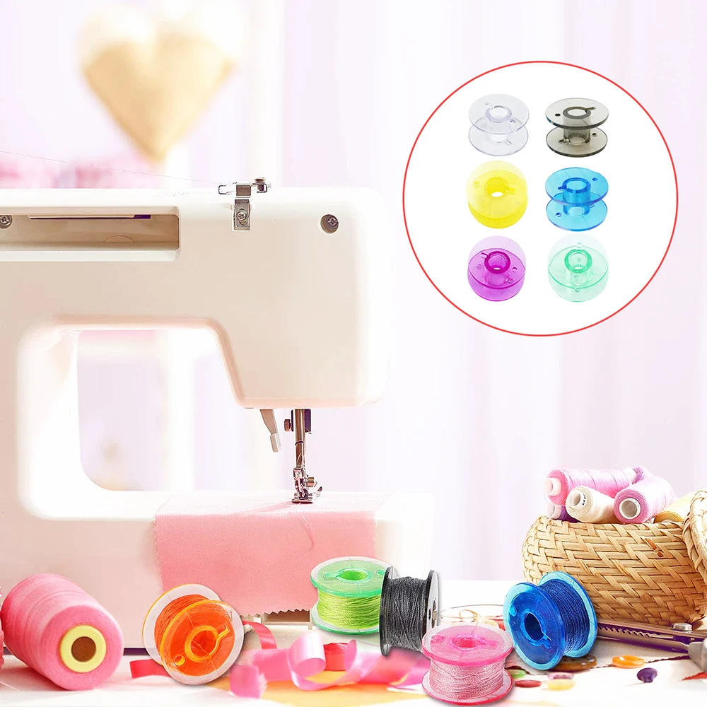 25Pcs Transparent Bobbins Empty Bobbins Sewing Machine Spools Colorful Bobbins Spool for Home Sewing Accessories Tools