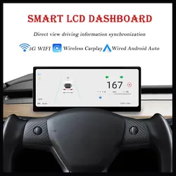 9inch For Tesla Model 3 / Model Y head up display digital instrument panel central console  Wireless Carplay touch screen Linux