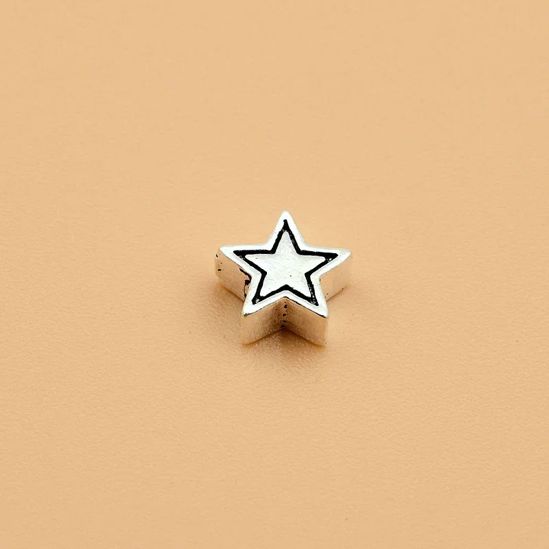 5PCS S925 Sterling Silver bead Loose bead Vintage five-pointed star separator bead Handmade diy beaded material jewelry bracelet