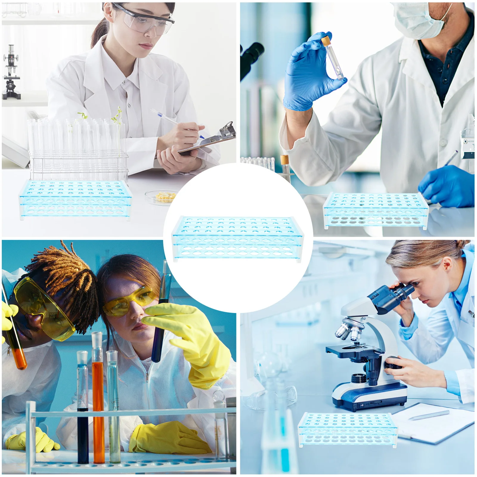 

40 Holes Detachable Tube Rack Laboratory Test Tube Holder Plastic Stand Lightweight Durable Scientific Storage