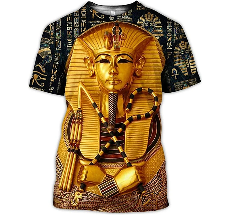 

Retro Egyptian Pharaoh 3d Print Men T-shirt Summer Hot Sale Men's Short Sleeve T Shirt Casual Oversized Unisex Streetwear Tees