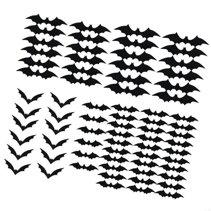 Bat Clings Adhesive PVC Sticker Wall Decals For Window Wall Halloween Decoration C7AC