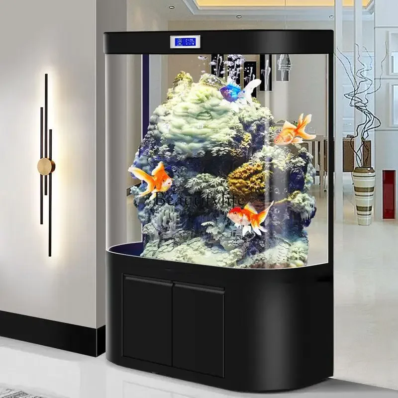 

FG17Curved large curved fish tank, living room, household medium and large integrated ecological goldfish tank