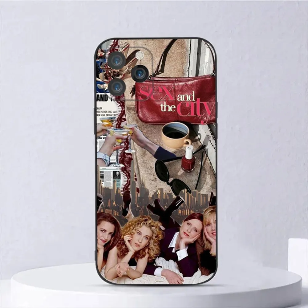 Sex and the City Phone Case For iPhone 15,14,13,12,11,Plus,Pro Max,XS,X,XR,SE,Mini,8,7 Soft Silicone Black Cover