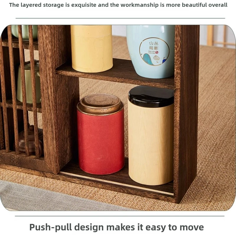 Massief Houten Chinese Stijl Wandmontage Theeservies Display Plank Meerlaagse Organizer voor Theepot & Servies Raster Opbergrek