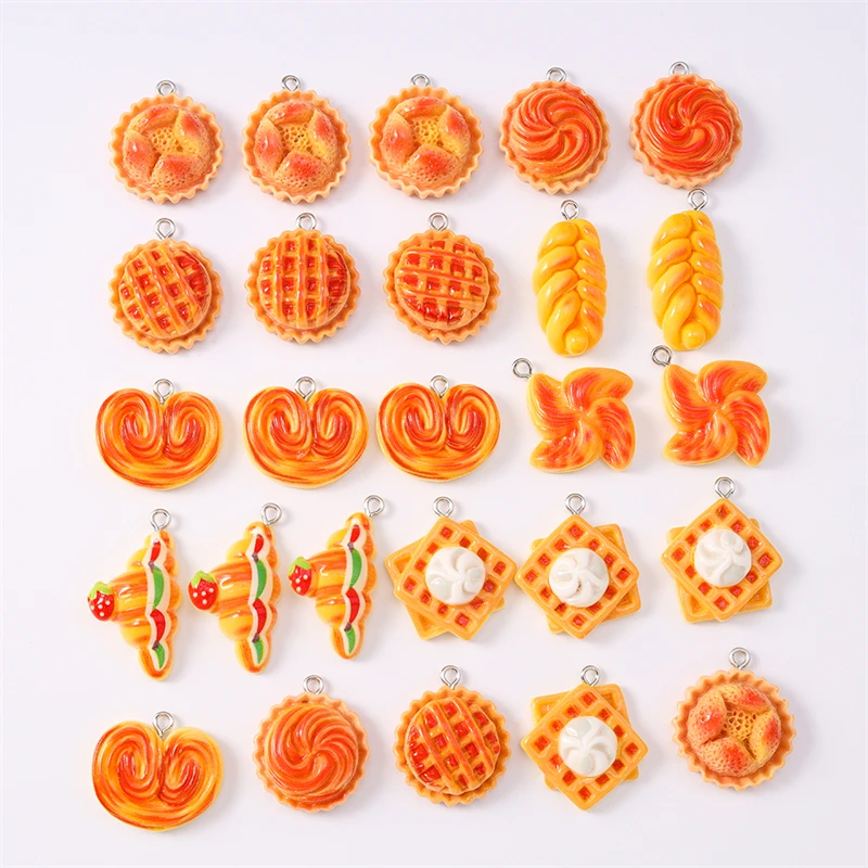 

Duarte 20Pcs/Lot Cute Mix Resin Food Bread Charms for Jewelry Making Earrings Pendants Necklaces Bracelets DIY Craft Accessories