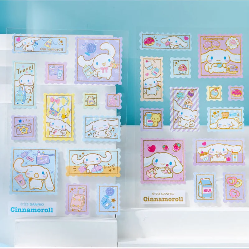 Imagem -03 - Sanrio Papelaria Selos Adesivos Pack Kuromi Kawaii Cinnamoroll Decoração Estudante Material de Escritório Atacado 24 Pcs