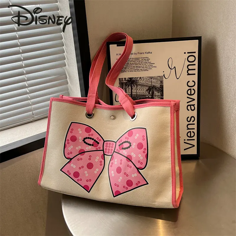 Disney Minnie New Handbag High Quality High Capacity Fashion Women's Bag Cartoon Leisure Shopping Environmental Protection Bag