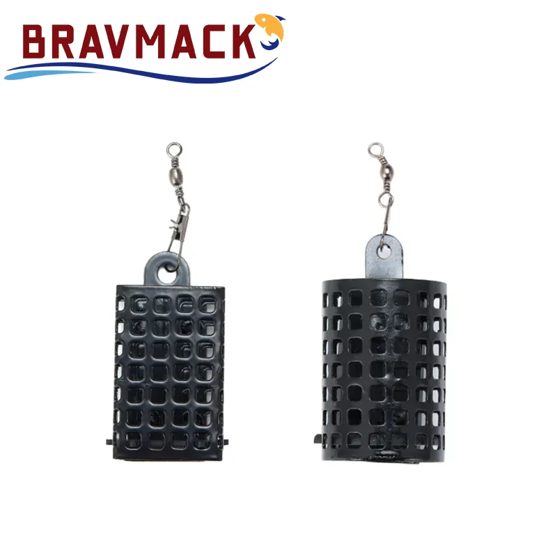 10pcs New Round Square Fishing Feeder Cage Fishing Tackle Fishings Lure Cage Portable Stainless Steel Trap Bait Basket