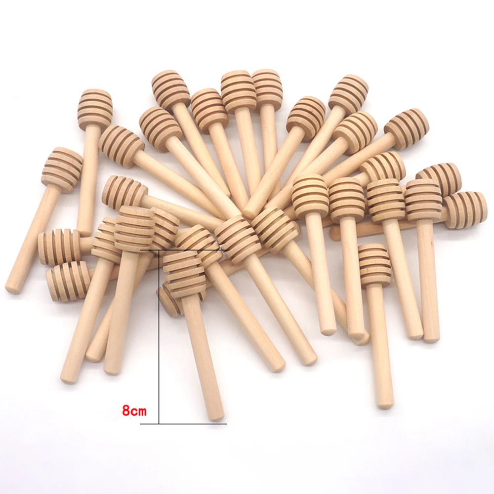 25/50/100pcs Long Handle Wood Honey Spoon Honey Stir Bar For Jar Coffee Milk Tea Supplies Kitchen Tools