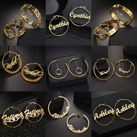 Treebud Customized Hoop Names Earrings for Women Stainless Steel Personalzied Big Circle Letters Earring Party Jewelry Gift