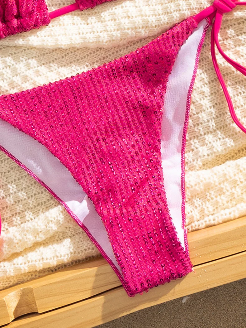 女性のためのセクシーなきらびやかなビキニセット,プッシュアップ水着,マイクロビキニ,ブラジルの水着,女性のための水着,新しい