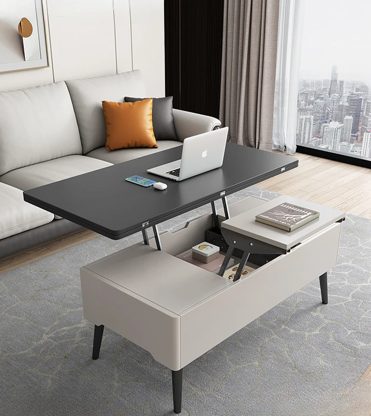 

Dual purpose multifunctional dining table with adjustable folding coffee table