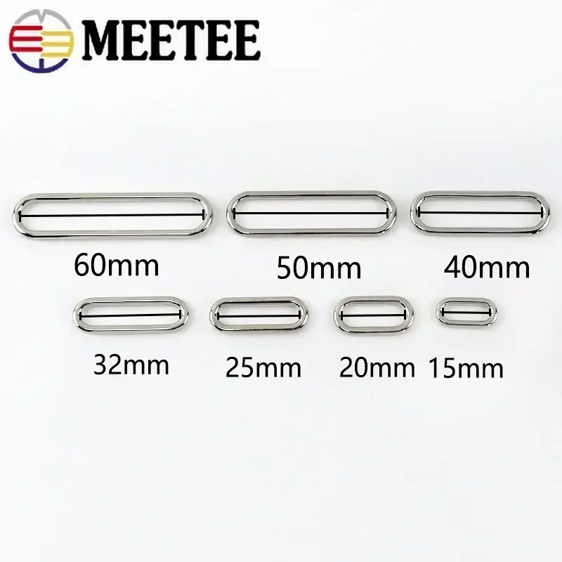 Meetee-Oval Metal Buckle Bag Strap, O Anel, Ajustar Fecho Gancho Collar Dog, DIY Garment Costura Acessório, 15mm, 20mm, 25mm, 32mm, 40mm, 50mm, 60