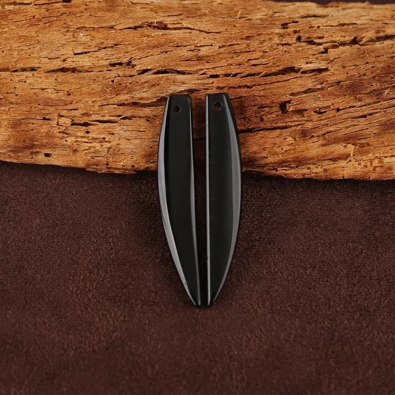 

Natural Obsidian Long Earrings Fashion Accessory with Drill Design Beads Semi-Precious Stones Jewelry for Women 39x7x3mm 2.4g