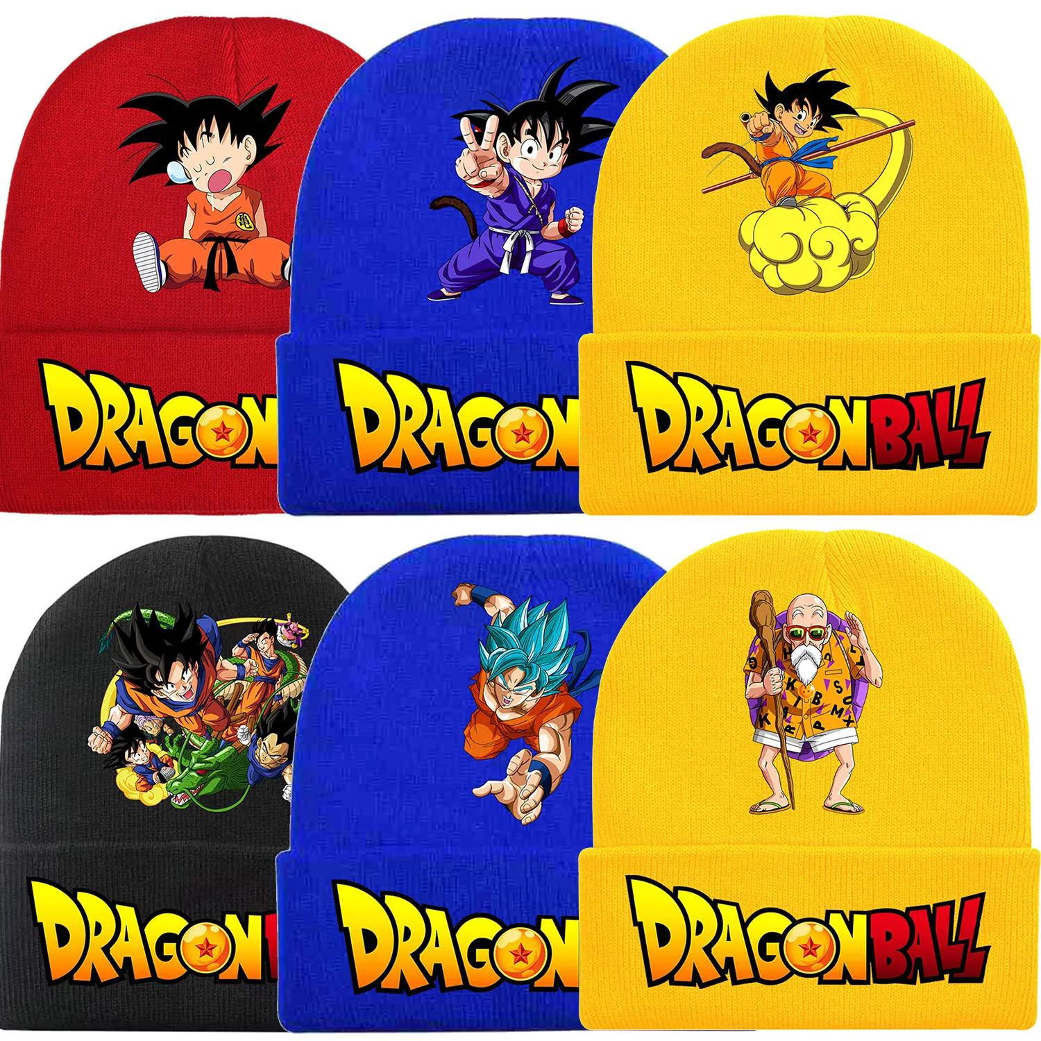 New Fashion Dragon Ball Z Children's Cap Goku Knitted Caps for Boys Trendy Baby Hat Beanie Anime Print Winter Warm Hats Gift