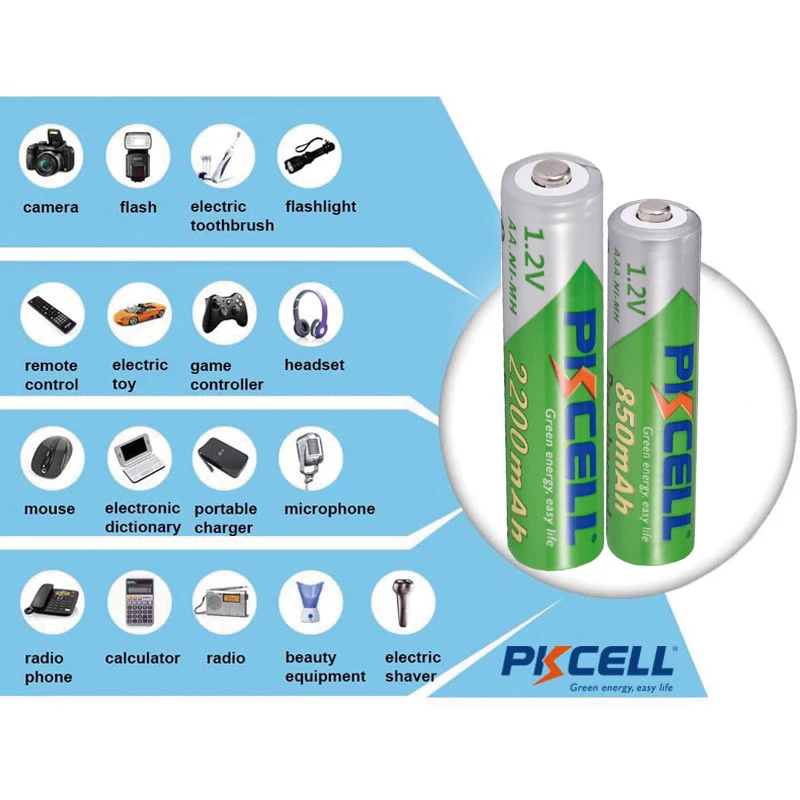 PKCELL 8-32PC 2200MAH AA Rechargebale Battery + 8-32PC AAA 850MAH 1.2V NI-MH AAA/AA rechargeable batteries free battery BOX