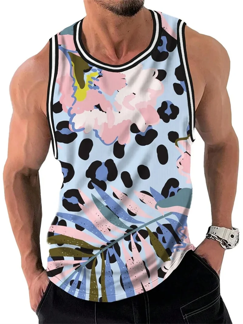 3D Printed Ethnic Colorful Tank Top Japanese Sakura Folding Fan Crew Neck Vest Retro Floral Sleeveless Breathable Fashion Tops