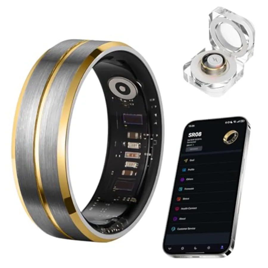 

Smart Ring for Women Men Tungsten Steel Fitness Tracker Ring with Sleep Monitoring Heart Rate Step Counting IP68 Waterproof for