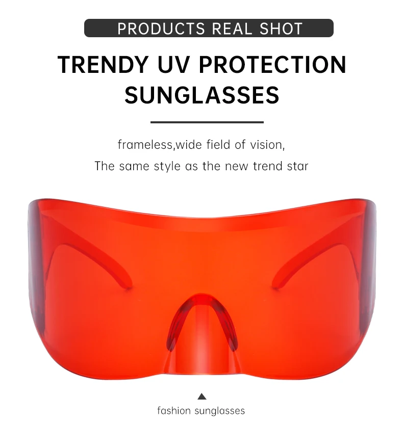 Rechteckige Masken-Sonnenbrille für Damen und Herren 2026 Luxusmarken-Designer Punk Sonnenbrille Steampunk Y2k Übergroße Shield-Brille – Detail 8