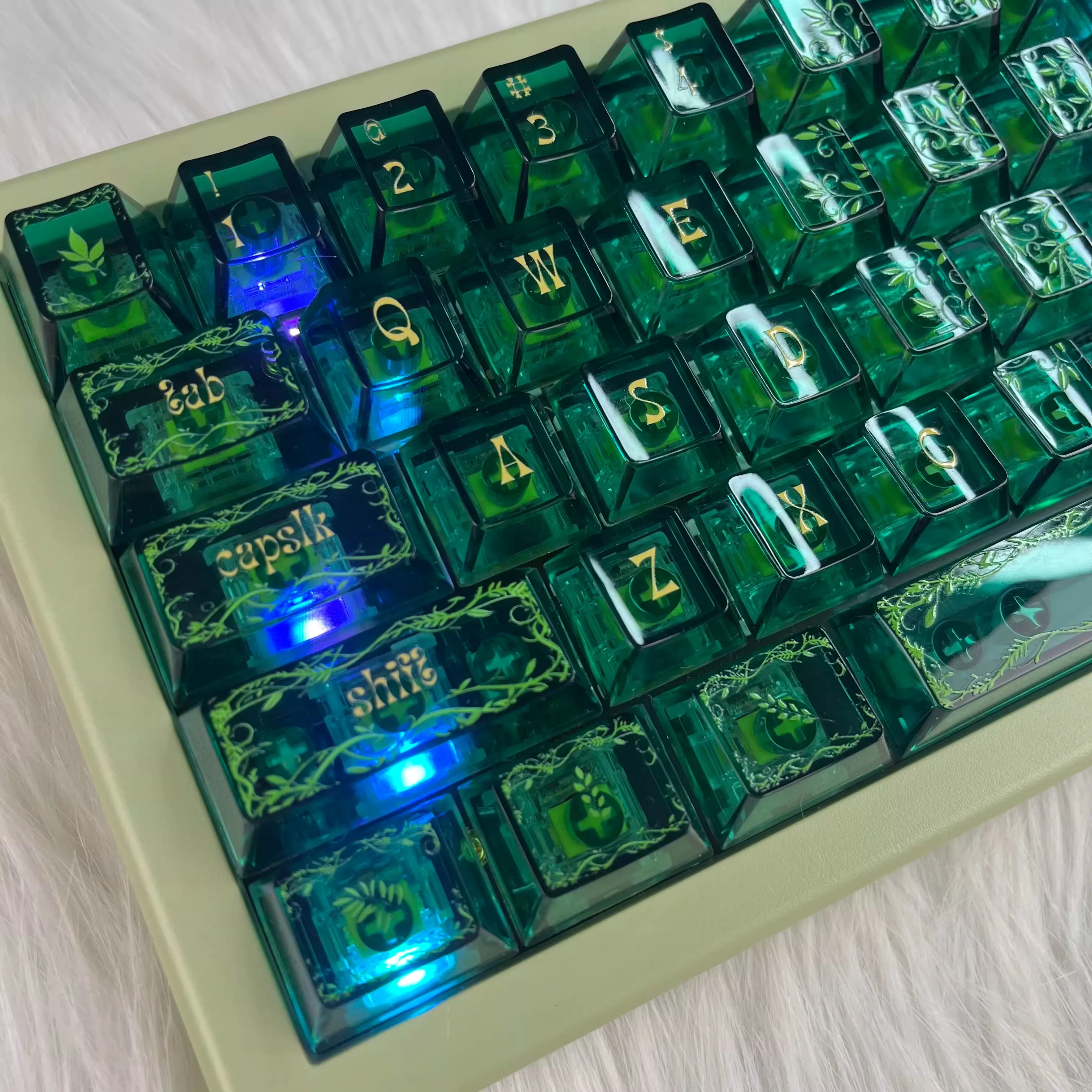 Transparent Green Key cap Cherry Full Transparent Summer Refreshing Color Keycaps For Customized Mechanical Keyboard PC Key Caps