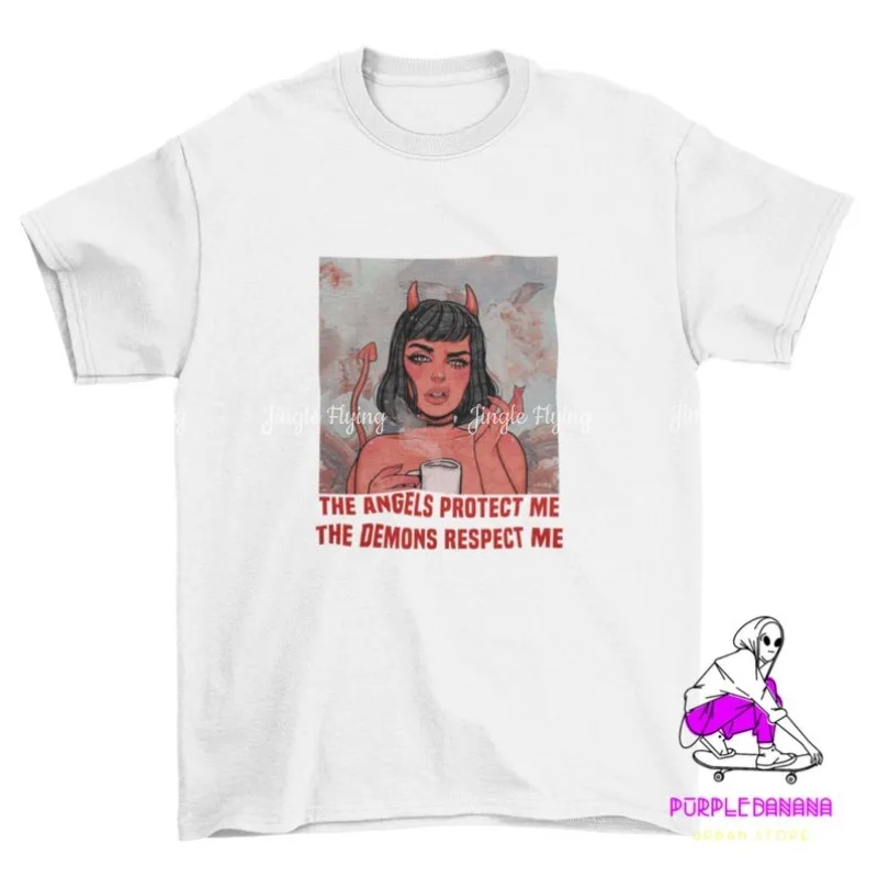 Футболка «Ангелы защищают демоны» Respect Me, рубашка «Дьявол», для курения сигар, питьевой кофе