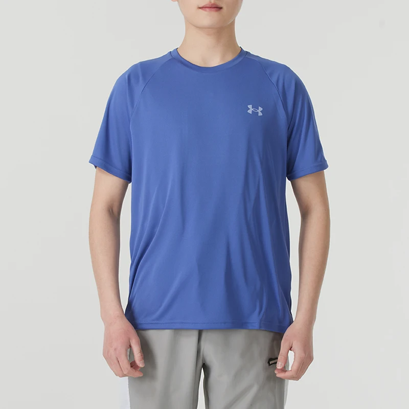 

Футболка Underarmour с короткими рукавами, мужская спортивная одежда, базовый слой для бега, фитнеса и тренировок, эластичная, удобная, дышащая футболка с круглым вырезом 1327965-561