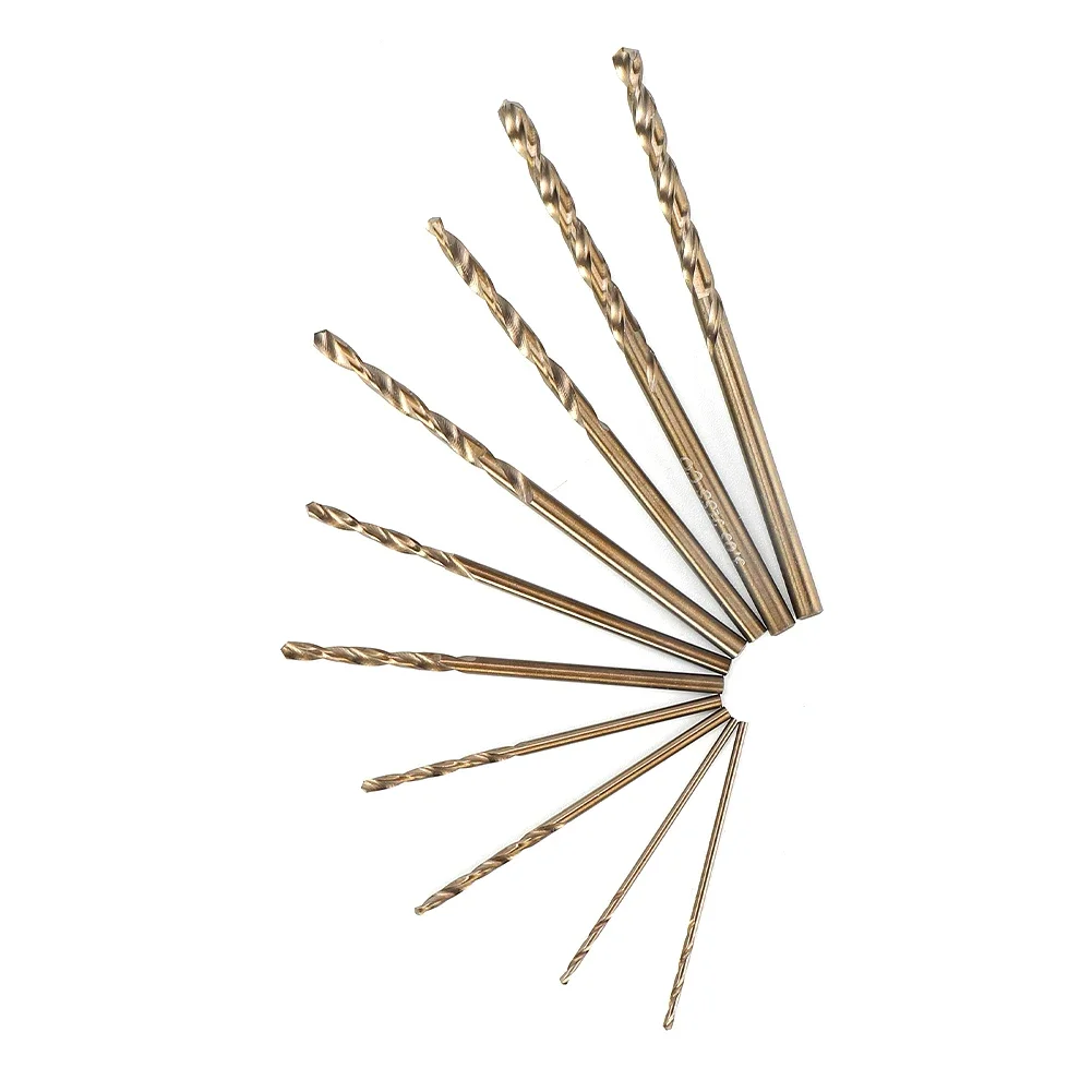 10 Piece HSS M35 Cobalt Drill Bit Set With 135 Degree Split Point Tips For Drilling For Stainless Steel And Tough Metals